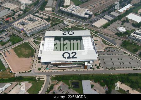 Vista aerea generale dello stadio Q2, mercoledì 8 maggio 2024, ad Austin, TEXT. Foto Stock