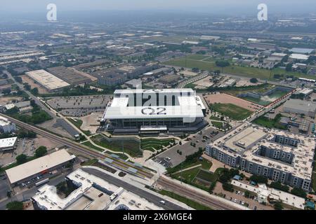 Vista aerea generale dello stadio Q2, mercoledì 8 maggio 2024, ad Austin, TEXT. Foto Stock