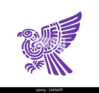 Uccello aquila totem azteco o simbolo tribale Maya e Inca, divinità sacra vettoriale. Antico totem messicano, azteco e maya di avvoltoio o aquila, simbolo rituale e mitologia o idolo religioso per tatuaggi Illustrazione Vettoriale