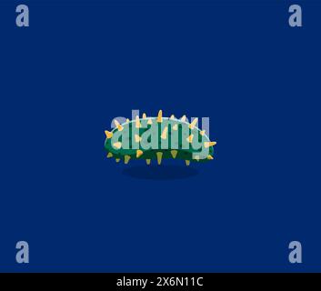 Animali marini sottomarini di tipo font o sottomarino come cetriolo di mare, vettore di cartoni animati. Segno di punteggiatura del trattino del carattere alfabetico dell'oceano e del carattere marino con animali sottomarini della barriera corallina Illustrazione Vettoriale