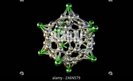 Rendering 3d di fullereni decorati in metallo alcali. Un efficiente supporto di stoccaggio dell'idrogeno Foto Stock