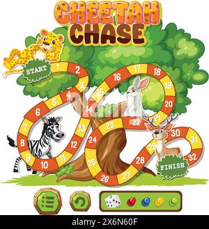 Divertente gioco da tavolo a tema animali per bambini Illustrazione Vettoriale