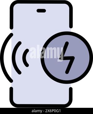 Simbolo degli accessori mobili. Icona del colore di ricarica wireless. Segnale telefonico di ricarica. Icona di ricarica wireless piatta isolata su sfondo bianco Illustrazione Vettoriale
