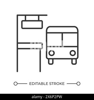 Icona lineare della fermata dell'autobus Illustrazione Vettoriale