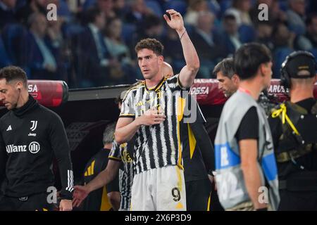 Roma, Italie. 15 maggio 2024. Dusan Vlahovic (Juventus FC) durante la Coppa Italia, finale di calcio tra Atalanta BC e Juventus FC il 15 maggio 2024 allo Stadio Olimpico di Roma - foto Morgese-Rossini/DPPI crediti: DPPI Media/Alamy Live News Foto Stock