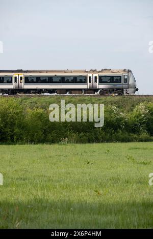 Diesel Chiltern Railways classe 168 a Hatton Bank, Warwickshire, Regno Unito Foto Stock