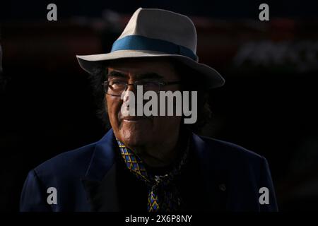 Il cantante italiano al Bano, Albano Antonio Carrisi, partecipa alla finale di Coppa Italia tra Atalanta BC e Juventus FC allo stadio Olimpico di Roma, 15 maggio 2024. Foto Stock