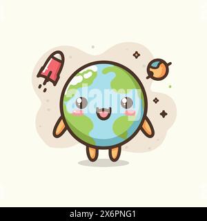 Playful Educational Earth and Environment Cartoon Vectors: Design divertenti e informativi per l'apprendimento coinvolgente Illustrazione Vettoriale