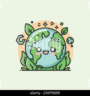 Playful Educational Earth and Environment Cartoon Vectors: Design divertenti e informativi per l'apprendimento coinvolgente Illustrazione Vettoriale