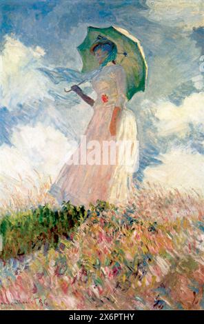 Study of a Figure Outdoors: Woman with a Parasol, facing left, 1886, Musée d'Orsay Claude Monet Foto Stock