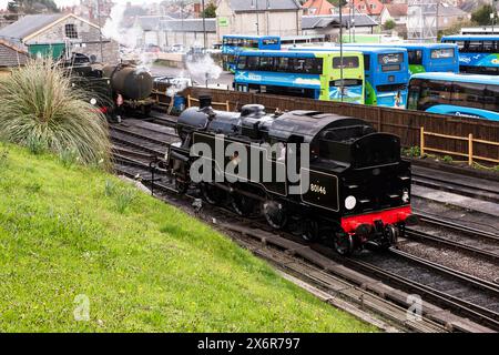 Swanage Railway Strictly Bulleid evento speciale, gala a vapore, tre giorni di un intenso servizio ferroviario lavorato da locomotive progettate da Oiver Bulleid Foto Stock