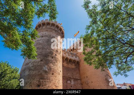 Torres de Quart, edificio medievale a Valencia, Spagna Foto Stock