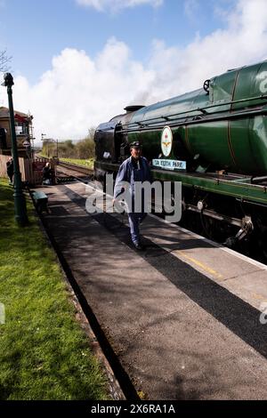 Swanage Railway Strictly Bulleid evento speciale, gala a vapore, tre giorni di un intenso servizio ferroviario lavorato da locomotive progettate da Oiver Bulleid Foto Stock