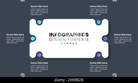 Modello infografico con 6 opzioni o passaggi. Forma astratta. Può essere utilizzato per layout del flusso di lavoro, diagrammi, banner, webdesign. Illustrazione vettoriale Illustrazione Vettoriale