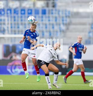 Oslo, Norvegia. 15 maggio 2024. Oslo, Norvegia, 15 maggio 2024: Stine Nybo Brekken (30 Valerenga) salta per un colpo di testa durante la partita di calcio della Toppserien League tra Valerenga e Rosenborg all'Intility Arena di Oslo, Norvegia (Ane Frosaker/SPP) credito: SPP Sport Press Photo. /Alamy Live News Foto Stock