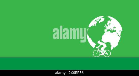 Giornata mondiale della bicicletta: Design creativo esclusivo, ecologico, ecologico e ecologico. Rispetta l'ambiente e salva l'ambiente. Pedalata verde Illustrazione Vettoriale