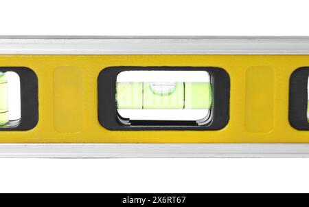 Edificio di colore giallo isolato su bianco. Utensile da costruzione Foto Stock