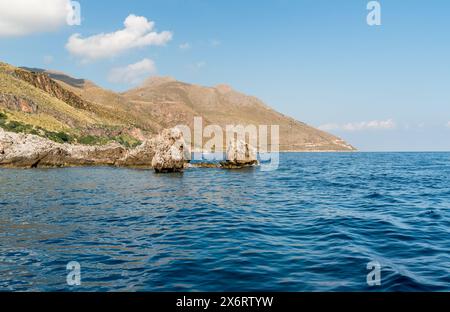 La riserva naturale dello Zingaro (riserva dello Zingaro) nel Mediterraneo in provincia di Trapani, Sicilia Foto Stock