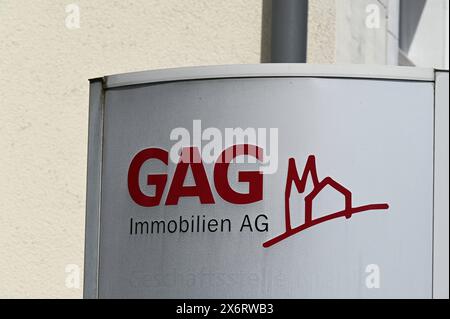 Schild, Logo, Schriftzug von GAG Immobilien AG, dem grössten Wohnungsunternehmen im Raum Köln *** segno, logo, lettere di GAG Immobilien AG, la più grande società immobiliare della zona di Colonia Foto Stock