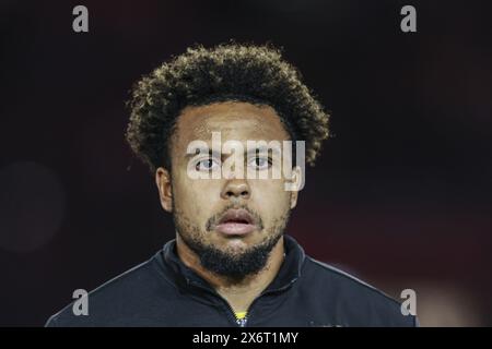 Roma, Italia. 15 maggio 2024. Il centrocampista americano della Juventus Weston McKennie guarda durante la finale di Coppa Italia tra Atalanta e Juventus allo Stadio Olimpico il 15 maggio 2024 a Roma. Credito: Agenzia fotografica indipendente/Alamy Live News Foto Stock