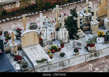 Monaco, Monaco - 18 novembre 2023: Veduta del vecchio cimitero nel Principato di Monaco Foto Stock