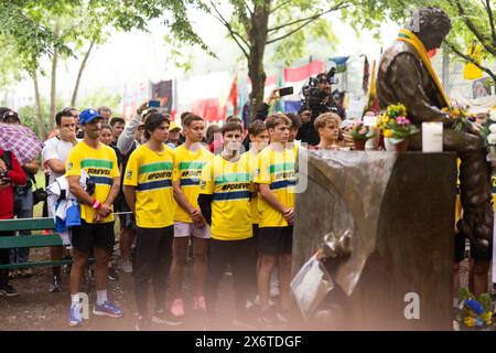 SENNA Ayrton memoriale durante la Formula 1 MSC Cruises Gran Premio del Made in Italy e Dellâ&#x80;&#x99;Emilia-Romagne 2024, 7° round del Campionato del mondo di Formula 1 2024 dal 17 al 19 maggio 2024 sull'autodromo Enzo e Dino Ferrari, a Imola, Italia Foto Stock