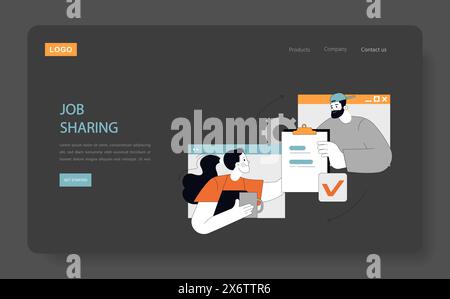 Concetto di condivisione del lavoro strategia di lavoro innovativa con ruoli e responsabilità condivisi che favoriscono la collaborazione e la flessibilità sul posto di lavoro illustrazione vettoriale Illustrazione Vettoriale