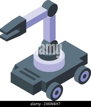 Illustrazione digitale di un moderno braccio robotico isometrico utilizzato nell'automazione e nella produzione Illustrazione Vettoriale