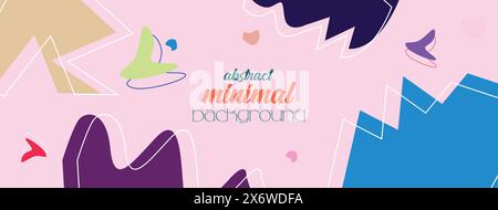 Striscione astratto disegnato a mano minimale Design di sfondo naturale e con linee floreali art Sfondo in stile Memphis con motivo geometrico a forma organica disegnato a mano Illustrazione Vettoriale
