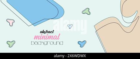 Striscione astratto disegnato a mano minimale Design di sfondo naturale e con linee floreali art Sfondo in stile Memphis con motivo geometrico a forma organica disegnato a mano Illustrazione Vettoriale