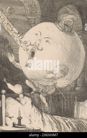 La palla di neve per gli olandesi. Opera (titolo sull'oggetto), Cartoon sulla controversia riguardante l'esecuzione della Symphonie Pathétique di Tschaikowsky da parte dell'Opera olandese sotto il direttore russo Safonoff il 12 gennaio 1896. Il direttore dell'opera Cornelis van der Linden sogna il baritono Jos M. Orelio. La palla di neve si riferisce a una campagna di raccolta fondi per raccogliere fondi per l'Opera olandese. Apparve nel supplemento di 'De Kroniek' del 26 gennaio 1896., stampatore: Marius Bauer, (menzionato sull'oggetto), stampatore: Samuel Lankhout & Co, (menzionato sull'oggetto), editore: Cornelis Marinus van Foto Stock