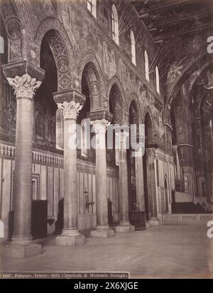 Interno della Cattedrale di Palermo, Italia, interno della Cattedrale di Monreale. Dettaglio (titolo su oggetto), Palermo (titolo della collana su oggetto), fotografia, anonimo, Palermo, 1851 - 1900, cartone, stampa albume, altezza, 385 mm x larghezza, 309 mm Foto Stock