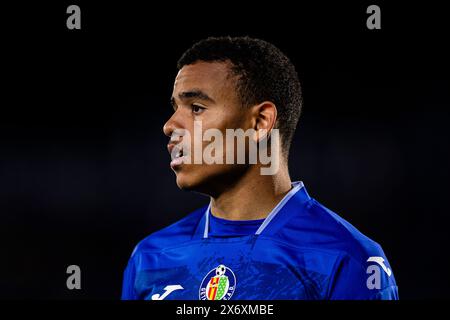 Bilbao, Espagne. 15 maggio 2024. Mason Greenwood di Getafe guarda durante la partita di calcio la Liga tra Getafe FC e Atlético de Madrid al Coliseum Alfonso Pérez di Getafe, Spagna (Maria de Gracia Jimenez/Eurasia Sport Images/Sports Press Photo/SPP) credito: SPP Sport Press Photo. /Alamy Live News Foto Stock