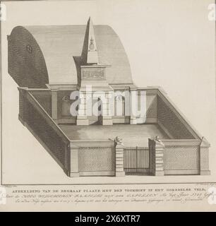 Cimitero della famiglia Van der Capellen nel Gorsselse Veld, 1785, tipografo: Daniël Veelwaard (i), (menzionato sull'oggetto), dopo il disegno di: T. Wittenberg, (menzionato sull'oggetto), Amsterdam, 1788, carta, incisione, altezza, 347 mm x larghezza, 370 mm Foto Stock