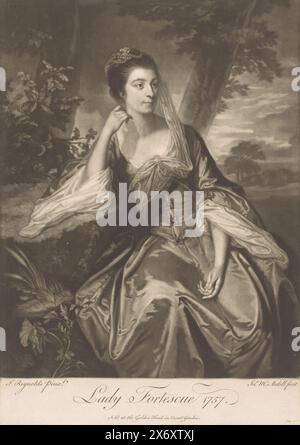 Ritratto di Anne Fortescue, Lady Fortescue (titolo sull'oggetto), stampa, stampatore: James McArdell, (menzionato sull'oggetto), dopo aver dipinto di: Joshua Reynolds, (menzionato sull'oggetto), editore: James McArdell, (menzionato sull'oggetto), Londra, 1757, carta, altezza, 357 mm x larghezza, 253 mm Foto Stock