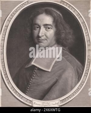 Ritratto di Pierre de Bonzi, Petrus de Bonsy s.r.e. Cardinale Archiepiscop (...) (titolo sull'oggetto), tipografo: Robert Nanteuil, (menzionato sull'oggetto), su disegno di Robert Nanteuil, (menzionato sull'oggetto), Lodewijk XIV (koning van Frankrijk), (menzionato sull'oggetto), Francia, 1678, carta, incisione, altezza, 524 mm x larghezza, 436 mm Foto Stock