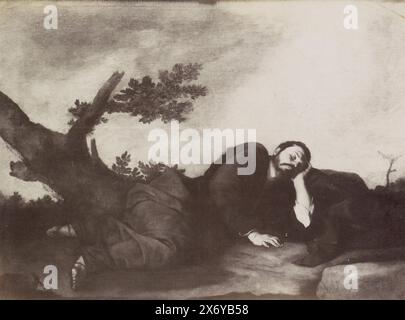 Riproduzione fotografica di un dipinto di Jusepe Ribera, raffigurante il sogno di Jacob, RIBERA.- l'échelle de Jacob. (au Musée du Prado). (Titolo sull'oggetto), parte di viaggio album con foto di luoghi di interesse in Spagna e Marocco., Fotografia, Juan Laurent, dopo aver dipinto di: Jusepe de Ribera, Madrid, c. 1857 - c. 1880, cartone, stampa albume, altezza, 249 mm x larghezza, 316 mm Foto Stock