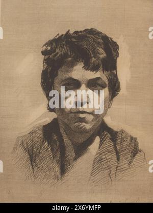 Ritratto di un ragazzo sconosciuto, stampa, tipografo: Georges Montenez, (firmato dall'artista), 1893, carta, incisione, altezza, 251 mm x larghezza, 189 mm Foto Stock