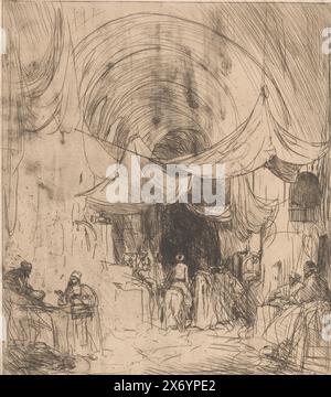 Bazar turco con vele allungate, stampa, tipografo: Marius Bauer, (firmato dall'artista), 1892, carta, incisione, altezza, 395 mm x larghezza, 348 mm Foto Stock