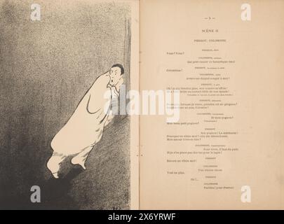 L'uomo recupera da un'ombra, Love dance Between a man and a ballerina (titolo della serie), l'amour s'amuse (titolo della serie), Print is part of an album., print maker: Henri Gabriel Ibels, (menzionato sull'oggetto), editore: Georges Ondet, Parigi, 1892, carta, altezza, 277 mm x larghezza, 187 mm Foto Stock