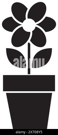 Icona silhouette fiore e fiore Illustrazione Vettoriale