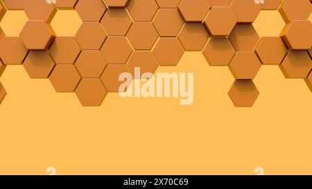 rendering 3d di uno sfondo esagonale astratto. Superficie scura poligonale lucidata, motivo geometrico esagonale. Foto Stock