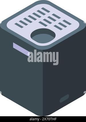 Illustrazione isometrica dettagliata che mostra un purificatore d'aria moderno e compatto per un'aria interna pulita Illustrazione Vettoriale