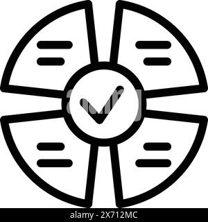 Vettore contorno icona ruota di salvataggio. Pratica di coaching. Strategia di autovalutazione Illustrazione Vettoriale