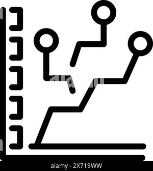 Icona minimalista del grafico a linee astratte vettoriali che rappresenta la crescita aziendale e l'analisi statistica, perfetta per le vendite aziendali e il monitoraggio dei profitti nel mercato azionario Illustrazione Vettoriale