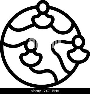 Un'icona in bianco e nero che simboleggia la connettività globale e la comunità Illustrazione Vettoriale