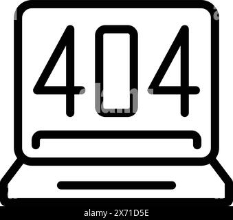 Vettore di contorno dell'icona di errore di avvio del computer. Arresto anomalo del sistema. Problema di avvio digitale Illustrazione Vettoriale