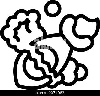 Vettore contorno icona razzo di avvio bloccato. Fallimento del progetto. Nuova crisi aziendale Illustrazione Vettoriale