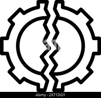 Vettore contorno icona progetto di avvio interrotto. Il crollo degli affari. Problema di crisi dello sviluppo Illustrazione Vettoriale