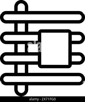 Illustrazione semplificata di lacci interlacciati con nodo quadrato centrale su sfondo bianco Illustrazione Vettoriale